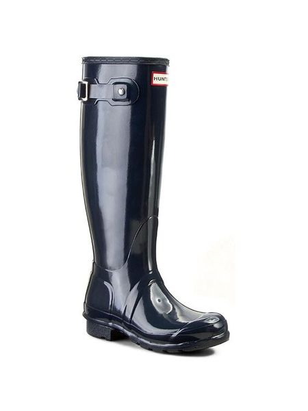 Hunter Kalosze Original Tall Gloss WFT1000RGL Granatowy. Niebieskie kalosze Hunter, bez wzorów, z kauczuku. Za 269,99 zł.