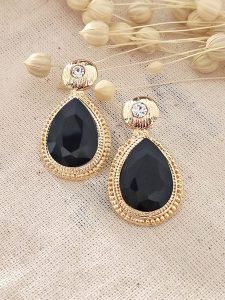 Atelier MIU Pozłacane kolczyki-wkrętki z cyrkoniami i agatem rozmiar: onesize. Żółte kolczyki Atelier MIU, z agatem, pozłacane. Za 66,00 zł.