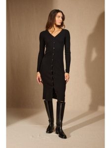 Perfect Cashmere Kaszmirowa sukienka "Maria" w kolorze czarnym rozmiar: L. Czarne sukienki Perfect Cashmere, l, bez wzorów, z kaszmiru, bez kołnierzyka, bez ramiączek, midi. Za 695,99 zł.