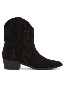 DeeZee Botki 3523-9 Czarny. Czarne botki DeeZee, bez wzorów, z materiału, bez obcasa, na słupku, bez zapięcia. Za 289,99 zł.