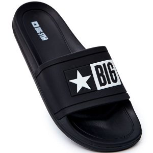 Klapki Damskie Big Star Czarne DD274A266. Czarne klapki bez wzorów, z gumy, bez obcasa. Za 125,89 zł.