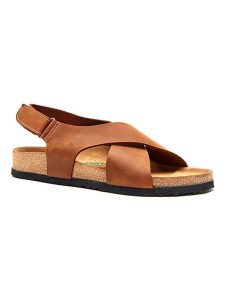 Comfortfusse Skórzane sandały w kolorze brązowym rozmiar: 42. Brązowe sandały Comfortfüße, bez wzorów, ze skóry, z otwartym noskiem, bez obcasa, bez zapięcia. Za 171,28 zł.