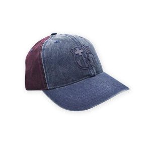 Czapka baseballowa unisex Barcelona. Niebieskie czapki FC BARCELONA, bez wzorów, sportowe. W wyprzedaży za 111,78 zł.
