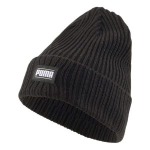 Czapka Prążkowana Akryl Z Mankietami Classic. Czarne czapki Puma, bez wzorów, prążkowane, sportowe. Za 120,99 zł.