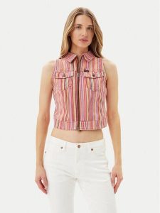 Wrangler Kamizelka 112362848 Różowy Slim Fit. Czerwone kamizelki Wrangler, xs, bez wzorów, z bawełny, bez kołnierzyka, bez ramiączek, bez kaptura. Za 159,99 zł.