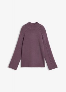 Sweter z golfem z mieszanki wiskozy. Fioletowe golfy bonprix, bez wzorów, z wiskozy. Za 109,99 zł.