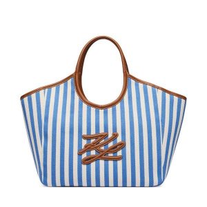 Torebka KARL LAGERFELD. Niebieskie shopper bag KARL LAGERFELD, bez wzorów, bez dodatków. Za 649,99 zł.