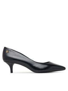 Tommy Hilfiger Czółenka Kitten Heel Court Leather Shoe FW0FW09526 Czarny. Czarne czółenka TOMMY HILFIGER, bez wzorów, ze skóry, bez obcasa, bez zapięcia. Za 529,99 zł.