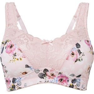 Biustonosz minimizer bez fiszbinów z wyściełanymi ramiączkami. Czerwone biustonosze bonprix, z aplikacjami. Za 77,99 zł.