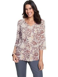 WITT WEIDEN Bluzka w kolorze brązowo-beżowo-białym rozmiar: 46. Brązowe bluzki WITT WEIDEN, bez wzorów, z wiskozy, bez kołnierzyka, bez ramiączek. Za 65,69 zł.