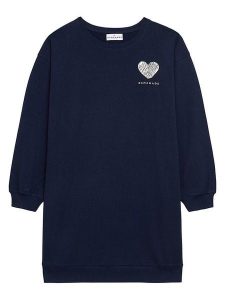 Danamade Sukienka "Delena" w kolorze granatowym rozmiar: L. Niebieskie sukienki Danamade, na co dzień, l, bez wzorów, z bawełny, bez kołnierzyka, bez ramiączek, mini, proste. Za 106,38 zł.