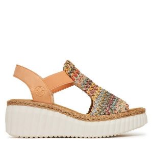 Sandały Rieker. Sandały Rieker, bez wzorów, bez obcasa, na koturnie, bez zapięcia. Za 329,99 zł.