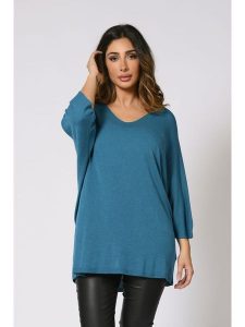 Plus Size Company Sweter "Fabiosa" w kolorze niebieskim rozmiar: 44. Niebieskie swetry oversize Plus Size Company, plus size, bez wzorów, bez ramiączek. Za 128,25 zł.