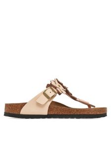 Birkenstock Japonki Gizeh Flowers 1029304 Różowy. Czerwone klapki Birkenstock, bez wzorów, ze skóry, bez obcasa. Za 499,99 zł.