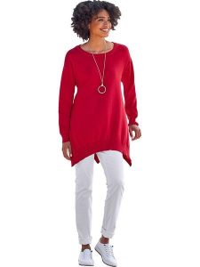 Heine Sweter w kolorze czerwonym rozmiar: 44. Czerwone swetry oversize Heine, bez wzorów, z bawełny, bez ramiączek. Za 87,61 zł.