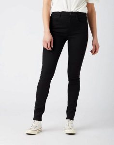 WRANGLER HIGH RISE SKINNY DAMSKIE SPODNIE JEANSOWE FUTURE BLACK W27H4230N 112141263. Czarne rurki Wrangler, z elastanu. Za 209,99 zł.