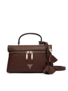 Guess Torebka Danielle Mini HWZG22 27770 Brązowy. Brązowe kuferki Guess, z aplikacjami, ze skóry, bez dodatków. Za 544,99 zł.