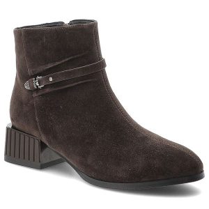 Brązowe Botki S.Barski Zamszowe Buty Damskie. Brązowe botki S.BARSKI, na jesień, bez wzorów, z zamszu, bez obcasa, na obcasie, bez zapięcia. Za 314,99 zł.