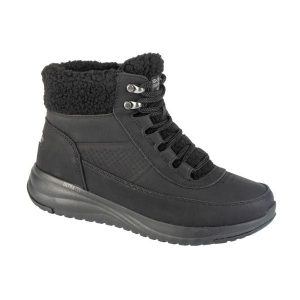 Buty zimowe damskie, On-The-Go Stellar - Alpine Adventure. Czarne buty sportowe Skechers, na zimę, bez wzorów, z materiału, bez zapięcia, trekkingowe. Za 478,00 zł.