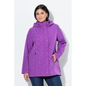 Damskie Kurtka softshell HYPRAR wodoodporna kaptur rozcięcie u dołu. Fioletowe kurtki Ulla Popken, plus size, bez wzorów, z elastanu, bez kaptura. Za 599,99 zł.