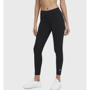 Legginsy Sportowe Damskie Nike Sportswear Essential Tight Fit Mid Rise. Czarne legginsy Nike, bez wzorów. Za 132,00 zł.