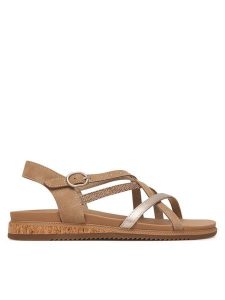 Skechers Sandały Desert Kiss Low 114713/TPE Brązowy. Brązowe sandały Skechers, bez wzorów, ze skóry, bez obcasa, na płaskiej podeszwie, bez zapięcia. Za 229,99 zł.