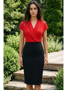 SOULSHAE Sukienka w kolorze czerwono-czarnym rozmiar: S/M. Czarne sukienki SOULSHAE, m, bez wzorów, bez kołnierzyka, bez ramiączek, midi. Za 154,95 zł.