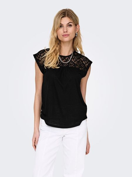 ONLY Koszulka w kolorze czarnym rozmiar: S. Czarne bluzki ONLY, s, bez wzorów, bez kołnierzyka, bez ramiączek. Za 56,93 zł.