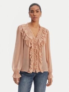 Morgan Bluzka 252-CATHY Różowy Regular Fit. Czerwone bluzki Morgan, bez wzorów, z syntetyku, bez kołnierzyka, bez ramiączek. Za 299,99 zł.