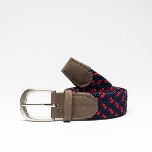 Pasek do spodni do golfa Inesis pleciony. Czerwone paski INESIS, bez wzorów, z materiału, eleganckie. W wyprzedaży za 24,99 zł.