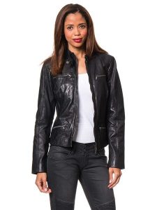 7eleven Skórzana kurtka "Katta" w kolorze czarnym rozmiar: 48. Czarne kurtki 7eleven, bez wzorów, z materiału, bez kaptura. Za 434,99 zł.