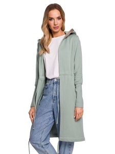 Made of emotion Kardigan dresowy w kolorze miętowym rozmiar: L. Zielone swetry oversize Made Of Emotion, l, bez wzorów, z dresówki, bez ramiączek. Za 166,88 zł.