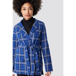 NA-KD Classic Marynarka w kratkę z wiązaniem - Blue,Multicolor. Marynarki i żakiety marki NA-KD Classic. W wyprzedaży za 121,77 zł.