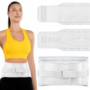 Pas lędźwiowy stabilizujący 4FIZJO. Szare jeansy 4FIZJO, bez wzorów, z materiału. Za 69,99 zł.