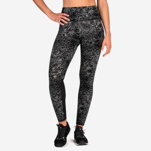 Legginsy fitness damskie Domyos. Czarne legginsy DOMYOS, bez wzorów, z materiału, z podwyższonym stanem, długie. Za 79,99 zł.