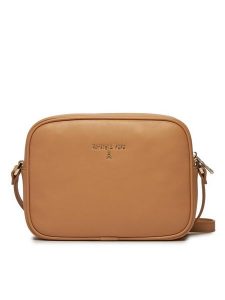 Patrizia Pepe Torebka 8B8985/E043-B685 Beżowy. Brązowe listonoszki Patrizia Pepe, bez wzorów, ze skóry, bez dodatków. Za 659,99 zł.