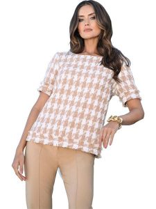 Heine Bluzka w kolorze beżowym rozmiar: 34. Brązowe bluzki Heine, bez wzorów, bez kołnierzyka, bez ramiączek. Za 56,99 zł.