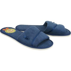 METEOR 041 IZABELA ciemnoniebieski, kapcie damskie. Niebieskie kapcie Meteor, bez wzorów, z tkaniny. Za 35,99 zł.