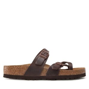 Japonki Birkenstock. Czerwone klapki Birkenstock, bez wzorów, bez obcasa. Za 269,99 zł.