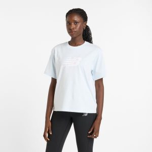 Koszulka damska New Balance WT43583IB – niebieska. Niebieskie bluzki New Balance, m, bez wzorów, z materiału, klasyczne, bez kołnierzyka, bez ramiączek. Za 119,99 zł.