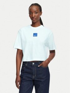 Karl Lagerfeld Jeans T-Shirt B3W17022 Biały Boxy Fit. Białe t-shirty Karl Lagerfeld Jeans, s, bez wzorów, z bawełny, bez kołnierzyka, bez ramiączek. Za 219,99 zł.