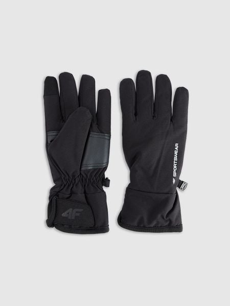 4F Rękawiczki zimowe Touch Screen uniseks - czarne L. Czarne rękawiczki 4f, na zimę, bez wzorów, z materiału. Za 89,99 zł.
