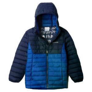 COLUMBIA POWDER LITE II HOODED JACKET Niebieski. Niebieskie kurtki Columbia, bez wzorów, z syntetyku, bez kaptura. Za 362,47 zł.
