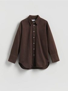 Jeansowa koszula - dark grey jeans. Szare koszule Reserved, l, bez wzorów, z bawełny, bez kołnierzyka, bez ramiączek. Za 159,99 zł.