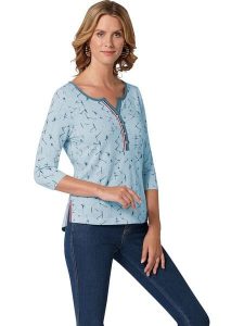 WITT WEIDEN Bluzka w kolorze błękitnym rozmiar: 48. Niebieskie bluzki WITT WEIDEN, bez wzorów, z bawełny, bez kołnierzyka, bez ramiączek. Za 30,99 zł.