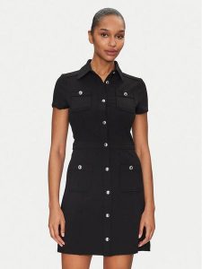Guess Sukienka koszulowa W5GK70 KCBO2 Czarny Regular Fit. Czarne sukienki Guess, xl, z aplikacjami, z syntetyku, bez kołnierzyka, bez ramiączek, koszulowe. Za 347,00 zł.