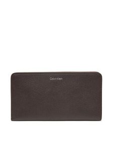 Calvin Klein Portfel Foil Logo Passport Longfold LV04F1205G Brązowy. Brązowe portfele Calvin Klein, bez wzorów, ze skóry. Za 289,99 zł.