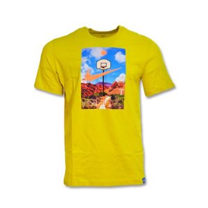 Koszulka Nike Hoop Photo T-shirt Vivid Sulfur. Żółte bluzki Nike, s, bez wzorów, sportowe, bez kołnierzyka, bez ramiączek. Za 89,00 zł.