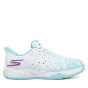 Buty do tenisa Skechers. Białe buty sportowe Skechers, bez wzorów, bez zapięcia, tenisowe. Za 219,99 zł.