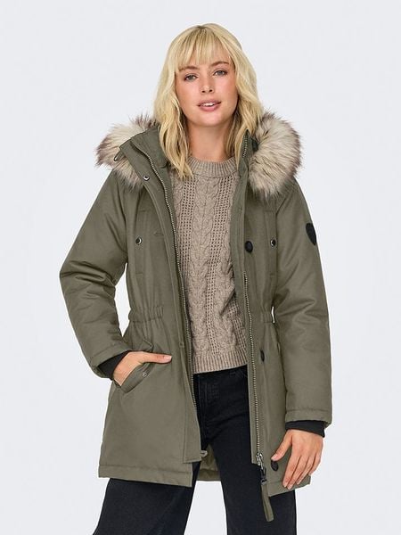 ONLY Parka w kolorze khaki rozmiar: XS. Brązowe płaszcze ONLY, xs, bez wzorów, bez kaptura. Za 158,10 zł.